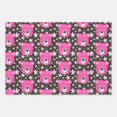 Roze Beer, Beren poten en bosbos met bomen Inpakpapier Vel (Voorkant)