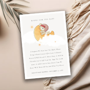 Roze Beer boven Moon Girl Boeken voor Baby shower Informatiekaartje