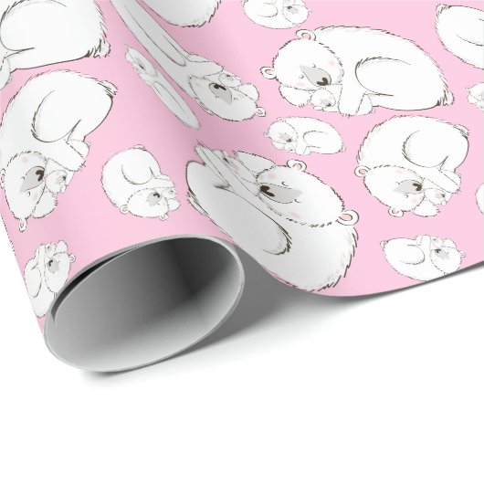 Roze Beer Cadeaupapier (Rol Hoek)