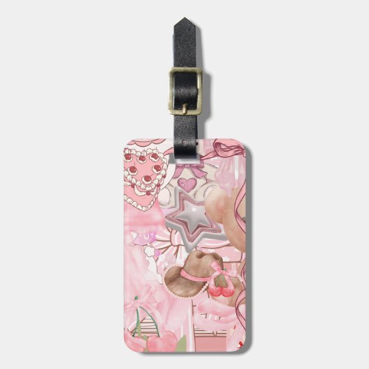 Roze Beer Coquette Bagagelabel (Voorkant verticaal)