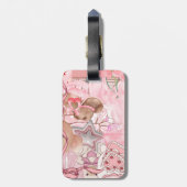 Roze Beer Coquette Bagagelabel (Achterkant verticaal)