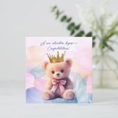 Roze Beer Gouden Kroon Gefeliciteerd! (Staand voorkant)