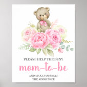 Roze Beer Help mam het adresseerteken Poster (Voorkant)