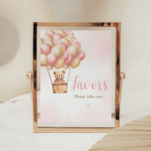 Roze Beer Hete Luchtballon Baby shower Favorieten Poster
