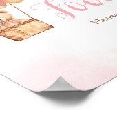 Roze Beer Hete Luchtballon Baby shower Voedsel Poster (Hoek)