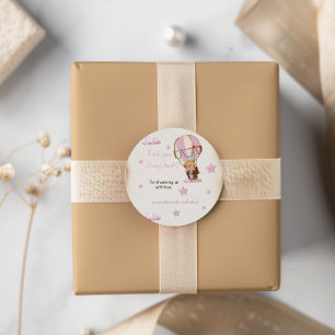 Roze Beer hete luchtballon dank u Ronde Sticker