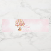 Roze Beer heteluchtballon Waterfles Etiket (Enkel label)