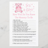 Roze beer Hoe goed ken je het baby shower spel? (Voorkant)