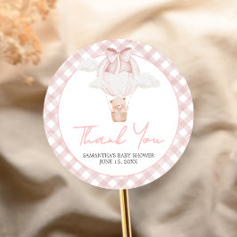 Roze Beer Kan Haast Niet Wachten Baby Shower  Ronde Sticker