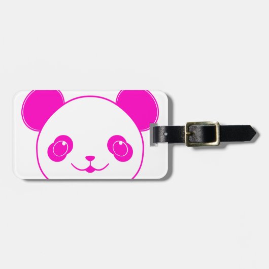 Roze Beer Kawaii Panda Bagagelabel (Voorkant horizontaal)