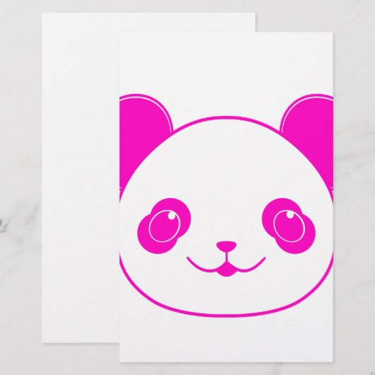 Roze Beer Kawaii Panda Briefpapier (Voorkant / Achterkant)