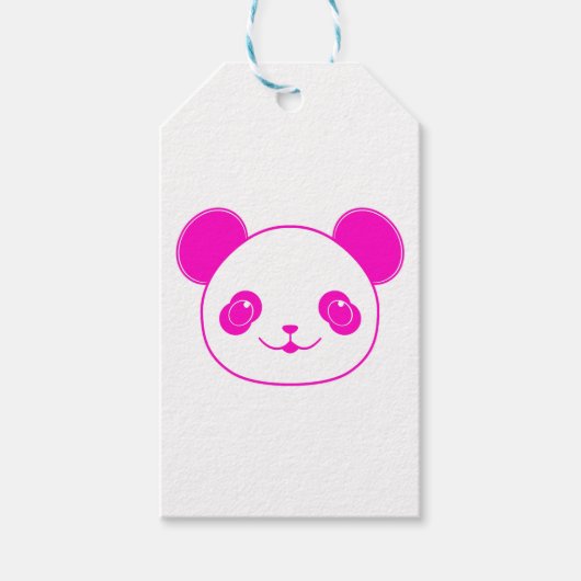 Roze Beer Kawaii Panda Cadeaulabel (Voorkant)