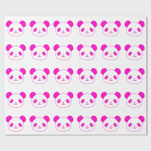 Roze Beer Kawaii Panda Cadeaupapier (Vlak)