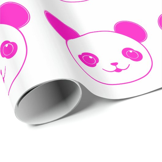 Roze Beer Kawaii Panda Cadeaupapier (Rol Hoek)