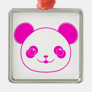 Roze Beer Kawaii Panda Metalen Ornament