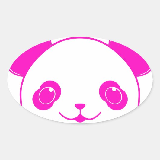Roze Beer Kawaii Panda Ovale Sticker (Voorkant)