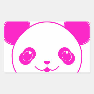 Roze Beer Kawaii Panda Rechthoekige Sticker