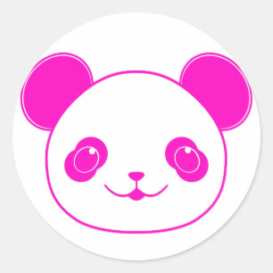 Roze Beer Kawaii Panda Ronde Sticker