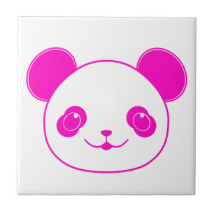 Roze Beer Kawaii Panda Tegeltje