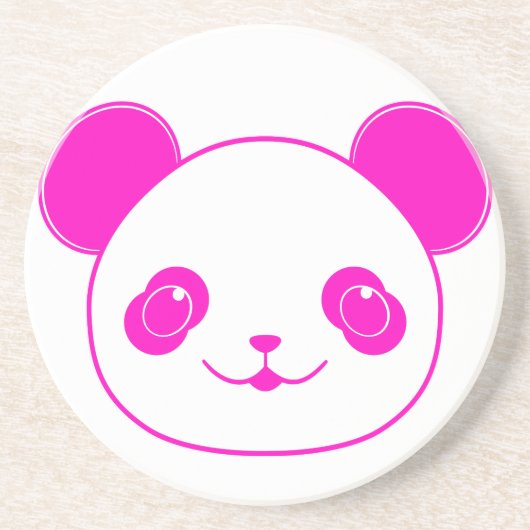 Roze Beer Kawaii Panda Zandsteen Onderzetter (Voorkant)