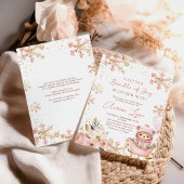 Roze Beer Kerst Winter Meisje Baby shower Kaart