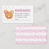 Roze Beer Luier Raffle Ticket Informatiekaartje (Voorkant / Achterkant)