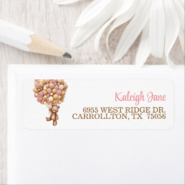 Roze Beer met label voor Balloons Adres