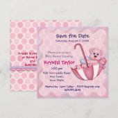 Roze Beer met Paraplu - Uitnodiging (Voorkant / Achterkant)