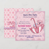 Roze Beer met Parasol - Uitnodiging (Voorkant / Achterkant)