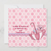 Roze Beer met Parasol - Uitnodiging (Achterkant)