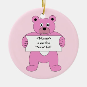 Roze Beer met Sign<name>Lijst van Nice Keramisch Ornament