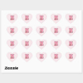 Roze Beer Monogram Letter N Gingham Hart Sticker (Vel)