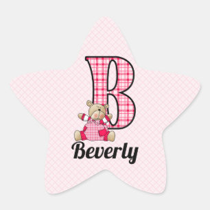 Roze Beer monogrammen "B" Star Stickers