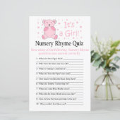 Roze beer Nursery Rhyme Quiz baby shower game (Staand voorkant)
