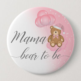 Roze Beer om een slaperig Beer-meisje-Baby shower Ronde Button 4,0 Cm
