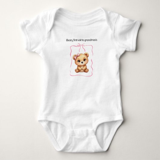 Roze Beer One Piece Baby romper (Voorkant)