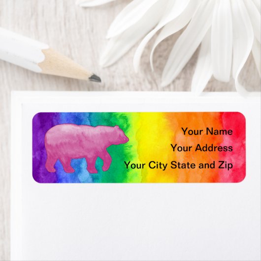 Roze Beer op Rainbow Wash Mailing Label (Insitu)