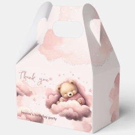 Roze beer op wolken baby verjaardagsgunstzak bedankdoosjes