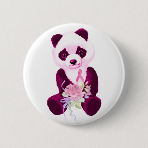 Roze Beer Ribbon Panda Ronde Button 5,7 Cm