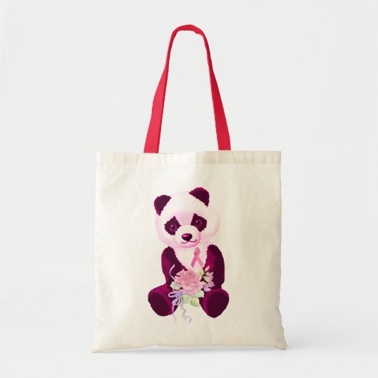 Roze Beer Ribbon Panda Tote Bag (Voorkant)