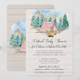 Roze Beer Robuust bos virtueel Baby shower Kaart