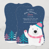 Roze Beer Uitnodiging (Voorkant / Achterkant)