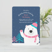 Roze Beer Uitnodiging (Staand voorkant)