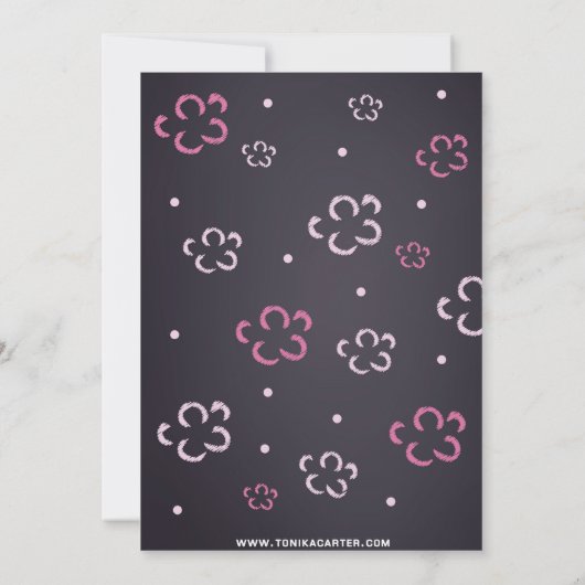 Roze Beer Verjaardagsuitnodiging Kaart (Achterkant)