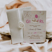 Roze Beer Vintage Baby Shower Kaart
