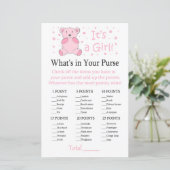 Roze beer Wat zit er in je handtas? (Staand voorkant)