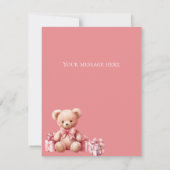 Roze Beer Waterverf Baby shower Bedankkaart (Achterkant)