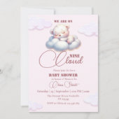 Roze Beer We zijn op cloud negen Baby shower Kaart (Voorkant)