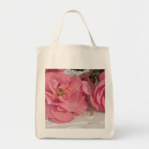 Roze Begonia Flowers Organic Grocery Tas