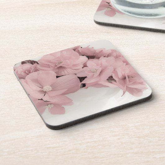 Roze Begonias Bier Onderzetter (Linkerzijde)